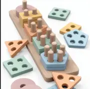 New Wooden Sorting and Stacking Toy Toddlers 3 and Up