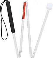 Mondo Medical Blind Cane Mobility Stick - 49in Reflective Red and White Cane with Marshmallow Ball Tip, Seeing and Sight Impaired Foldable Blind Walking Stick for Visually Impaired Men and Women