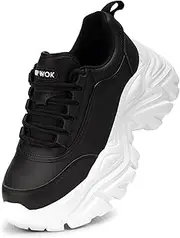 [K KIP WOK] Chunky Sneakers for Women Fashion Platform White Leather Casual Dad Shoes Comfortable Wedge Walking Sport Sneakers