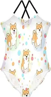 [RPLIFE] Kids Swim Suits Beach Swim Suits Kids 3-10 Y with Adjustable Shoulder Strap, Cute Dogs Playful Poses