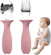 Baby Forks and Spoons | Toddler Utensils Forks and Spoons Set - Children Safe Cutlery, Stainless Steel Flatware with Easy-Grip Handles for Girls Boys