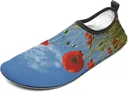 [BTCOWZRV] Water Shoes for Women Men Poppies Flower Water Sports Shoes Slip-on Breathable Lightweight Athletic Aqua Sock