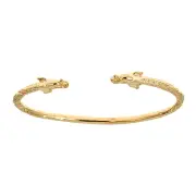 Elephant .925 Sterling Silver West Indian Bangle PLATED with 14K Yellow Gold