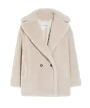 Short Teddy Bear Icon Coat in alpaca and wool beige