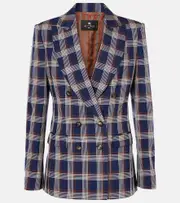 [Etro] Etro Checked wool blazer AU 6 blue