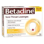 Betadine Sore Throat Lozenges (Honey & Lemon) X 36
