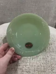 Vintage Fire King Oven Glass Jade-ite Jane Ray Saucer w/ Original Sticker NOS