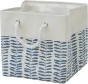 Storage Bin Laundry Hamper Canvas Fabric Collapsible Organizer Basket Blue Leave
