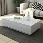 Extra Length 120cm Coffee Table Storage Shelf High Gloss Wooden 4 Drawers White