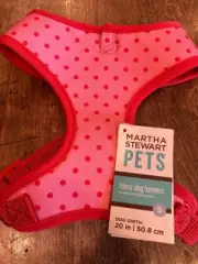 Vintage Martha Stewart Pets Pink and Red Polka Dot Fabric Dog Harness Size Small