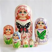 Matryoshka Russian Nesting Dolls 7-Layer Nesting Dolls Butterfly Girl Pattern Matryoshka Hand-Painted Educational Toys Birthday Gift Cute and Fun Gift (Color : A)