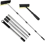 Window Squeegee Set Car Windshield Squeegee with Long Handle, 2 in 1 Sponge Squeegee, Window Cleaning Squeegee for Car Windshield Glass Gas Station Mirror Bathroom