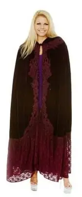 BURGUNDY ARTDECO STEVIE NICKS STYLE VELVET MUCHA GYPSY BOHO DELUXE HOODED CAPE