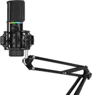 streamplify MIC RGB Microphone with Mic Arm, Quick-Mute Button, and Pop Filter