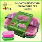 Set X 2 Storage Collapsible Silicone Lunchbox Containers Rectangle Caravan PARTS