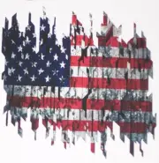 Digital Ripped American Flag Camper RV Gof Cart Sticker decals Corn hole