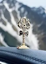 Generic Hindu God Adiyogi Mahadev Figurine Idol Table Top and Car Dashboard Mahakal Trishool Trident. Shiva Black Statue Mahadev Shivji Car, Home, and Office Decor Indian Sculpture (Trishool Golden)