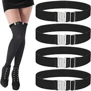 [FLEXNOVA] Garter, Pack of 4 Garters, Women's Adjustable High Elastic Garter, Black Garter Belt, Thigh Band, Suspender for Compression Stockings, Women, Girls, High Socks, Black, Einheitsgröße