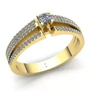 0.5ct Round Cut Real Diamond Ladies Solitaire Accent Engagement Ring 14K Gold