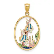 14k Yellow Gold Enamel Angelfish In Underwater Scene Charm