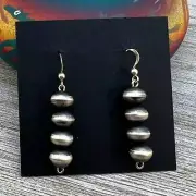 Sterling silver, Navajo pearl earrings, real handmade beads, Preston Haley