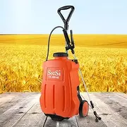 SeeSa 20L Battery Powered Backpack Sprayer with Cart for Lawn and Garden - Electric Weed and Yard Sprayer Orange Color