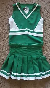 GTM Girl's GREEN WHITE pyramid Shell Set Skirt & Top Cheerleading szLY BNWT (20)