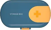 Medicine Box 4 Compartments Convenient Travel Portable Small Tablet Pill Dispenser Medicine Cutter Compartment Medicine Cabinet Tablet Storage Container Blue