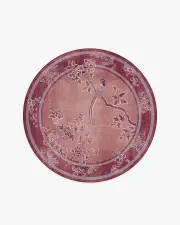 185' Round | Machine Washable Runner Rug | Kid & Pet Friendly | Indoor Rug | Draper Burgundy Rug by Gracie | Ruggable