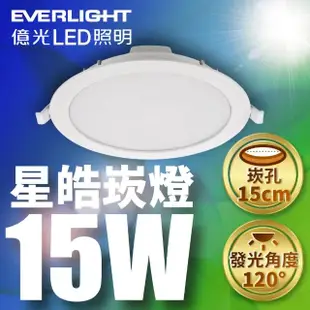 【Everlight 億光】15W星皓LED崁燈2入組(均光 嵌燈 15cm崁燈 白光/黃光)