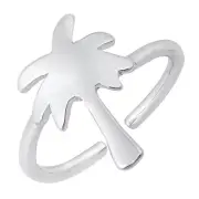15mm Simple Palm Tree Toe Ring Solid 925 Sterling Silver Adjustable Band