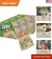 Paper Sandwich and Snack Bags, Recyclable & Sealable with Fun Designs, 150 To...