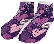 [QMNVBDS] Purple Heart Shape Socks Ankle Length Socks Casual Short Socks for Women Men Low Cut Sports Socks Running Socks No Show Socks Ankle Socks Athletic Socks Workout Socks, Style, One Size, Style