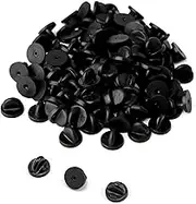 AIEX 100 PCS Butterfly Clutch Pin Backings Rubber Pin Backs Replacement Uniform Locking Pin Backs Tie Tack Pins Keepers for Lapel Pins Jewelry Making Hats Badges (Black 0.45" Diameter)