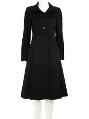 Black Wool Single Breasted Back Slit Coat
