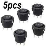 Easy Installation Black Round Rocker Switches 5PCS On/Off/On Automotive