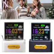 LCD Digital Wireless Weather Station Clock Calendar Crystal Cube Photo Display