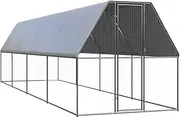 Outdoor Chicken Cage 2x8x2 m Galvanised Steel Coop Hen House Run Enclosure