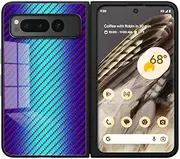 Compatible with Google Pixel Fold 5G Case,Anti-Drop 2 in 1 (PC Glass Back Panel+TPU) Phone Case Cover Blue