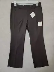 Dockers Trouser Leg Dress Pants Womens 12 Petite Brown Stripe Flared Stretch NEW