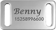 Personalized Stainless Steel Pet Name ID Tag Slide-in Dog Tag Custom Engraved Cat and Dog Nameplate Tags Pet Collar Accessories,Information,M