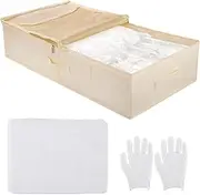 [COSYOO] Wedding Dress Storage Box, Wedding Dress Preservation Box with Dustproof Cover & Gloves, Large Capacity Dress Storage with Dual Zipper, Blocks Sunlight Dust Moisture