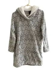Disney Mickey Mouse Sleepwear Onepiece Gray Women’s Medium Plush Hooded Robe NWT