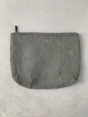 Gray Corduroy Storage Case Soft Sided Unisex For Travel Makeup Pens Cords
