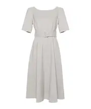 P.A.R.O.S.H. Lille Flared Midi Dress White