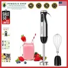 Stainless Steel 2-in-1 Immersion Blender with Whisk - Easy One-Handed Control