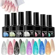 Walopola Pearl Gel Polish - 7.5ml Pearlized Nail Polish Gel Set of 8 | Manicure Supplies for Beginners Enthusiasts Professionals