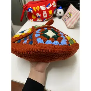 日本韓國雜誌風格毛線編織拼接專紅色貝雷帽南瓜帽八角帽