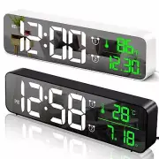 LED Digital Alarm Clock Wall Table Electronic Calendar Temperature Mirror Clock