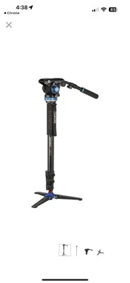 Benro A48FD Aluminum Monopod with 3-Leg Base and S6Pro Fluid Video Head - New